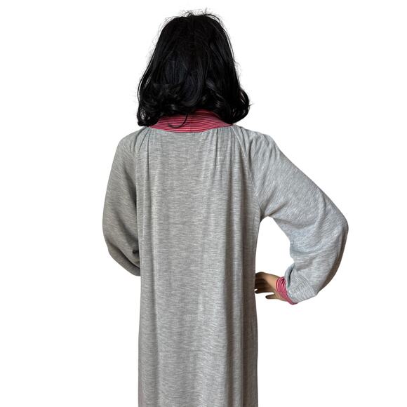 American Vintage Sears JR Bazaar turtleneck maxi dress sleeved gray red medium - Picture 9 of 16